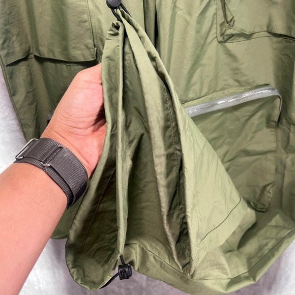 Nylon Pants Men L Olive Green Zip Pockets Wide Leg Gorpcore Techwear Blokecore - Picture 6 of 13